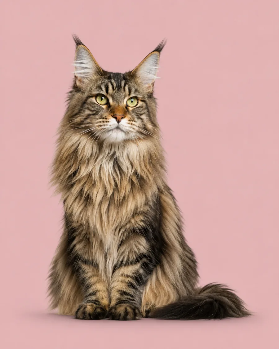A long-haired Maine Coon cat