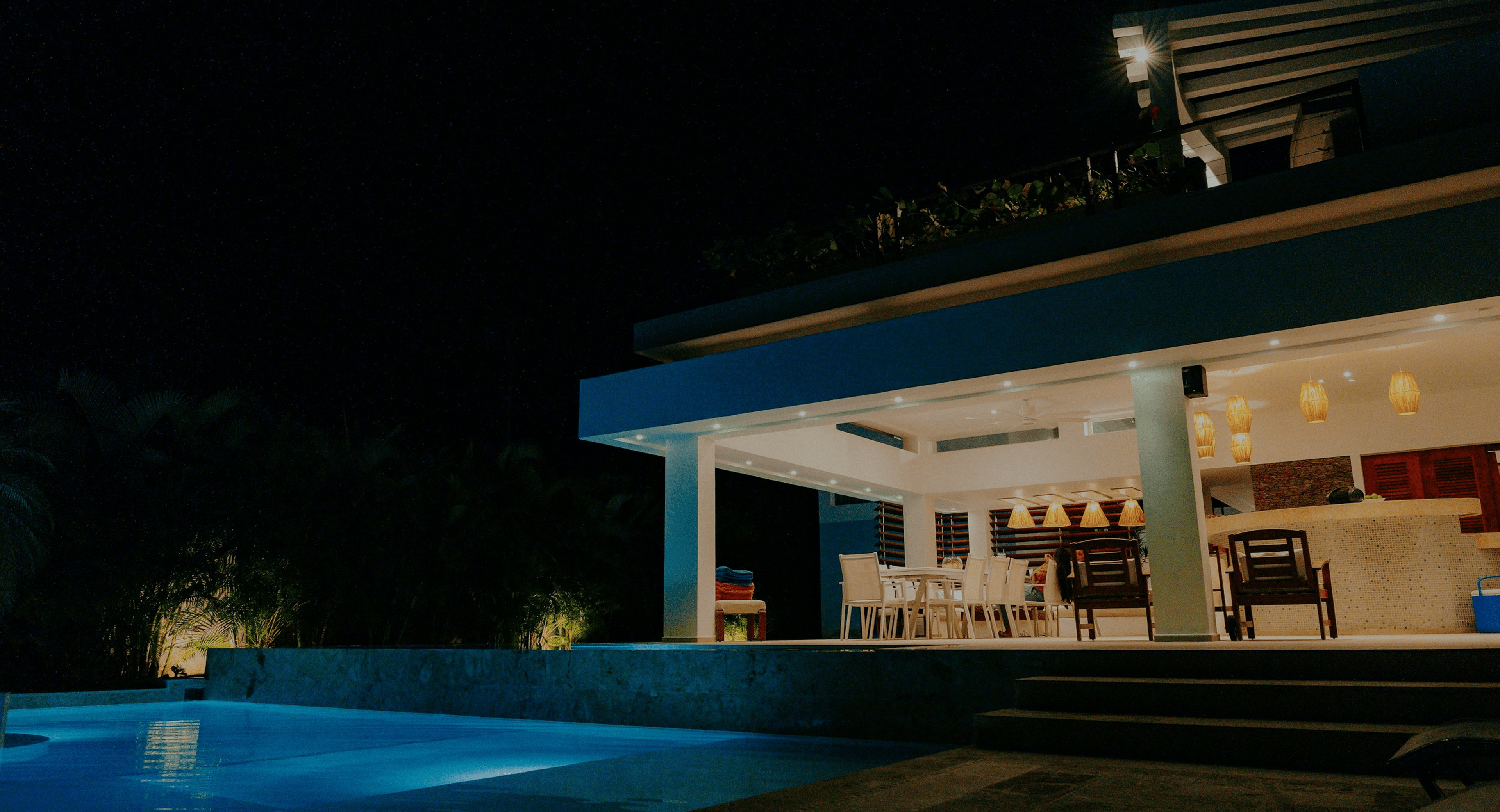 Luxury villa exterior with pool