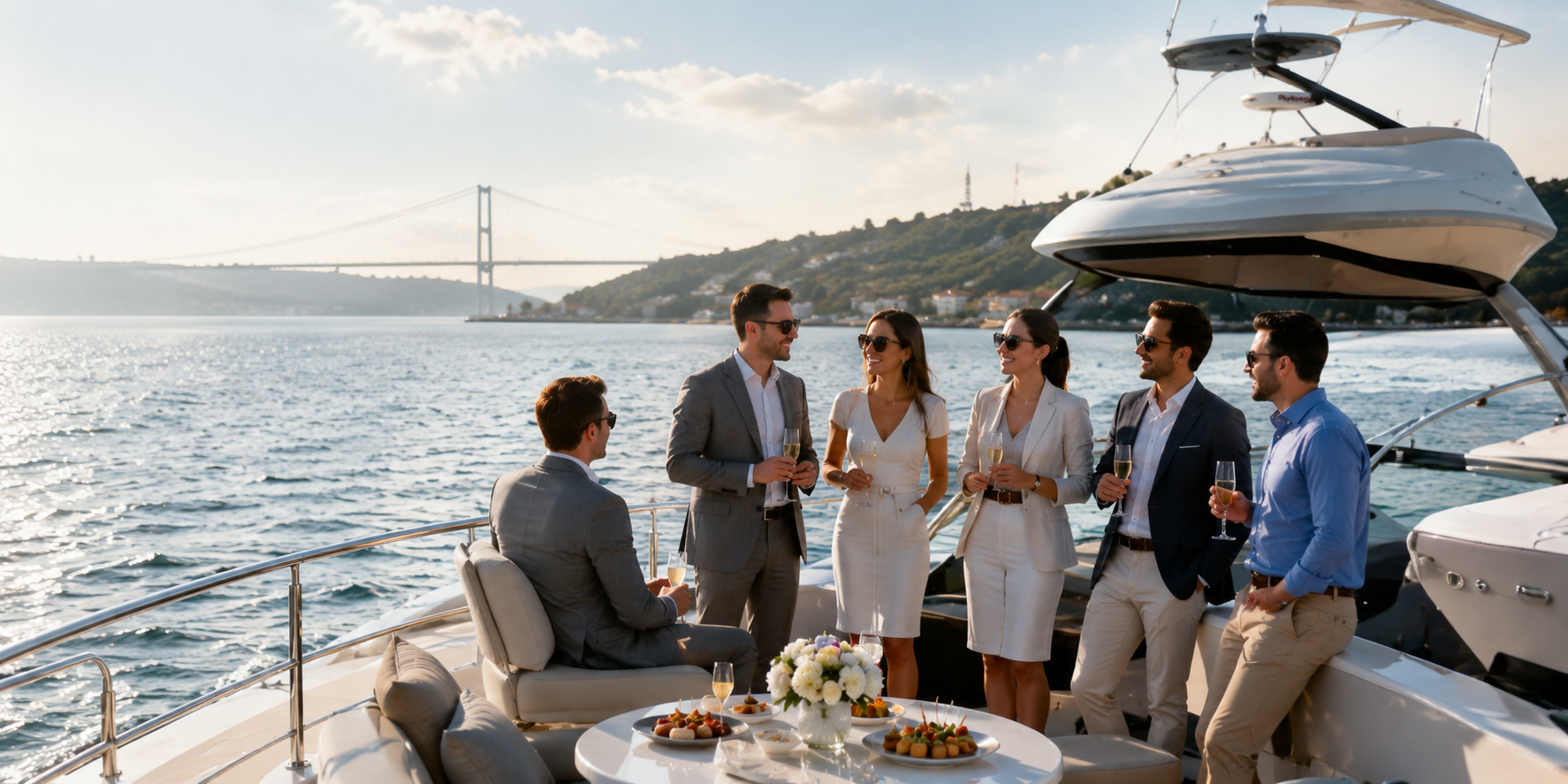 Yat güvertesinde kurumsal davet ve networking